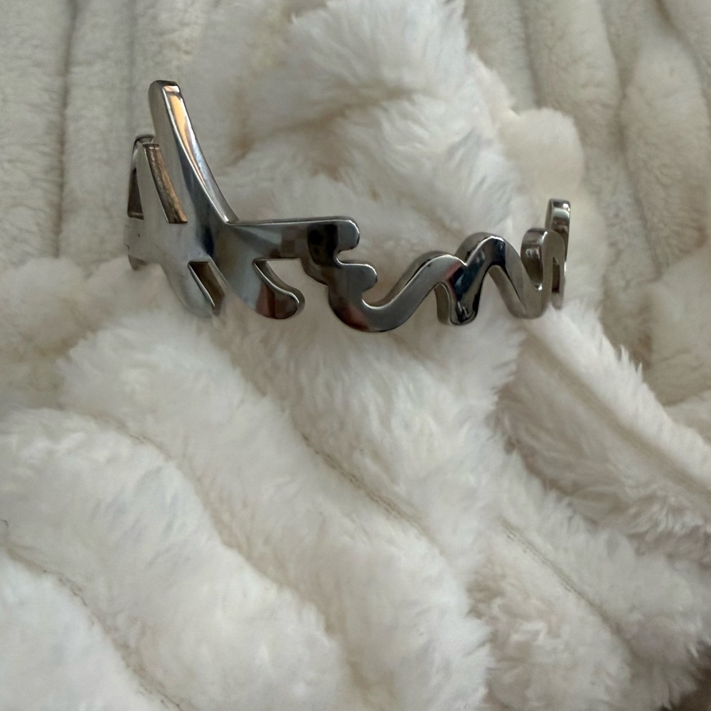 henri bendel Shiny Silver Cutout Wave Cuff Bracelet